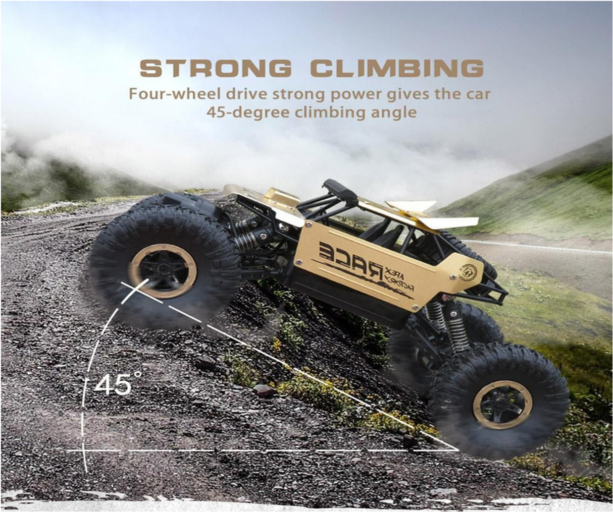 Radio Controlled Machine 4WD RC car 1:18 Remote Control SUV Machin Remote control Dirt Metal Shell Vehicle Toys  Gold Color