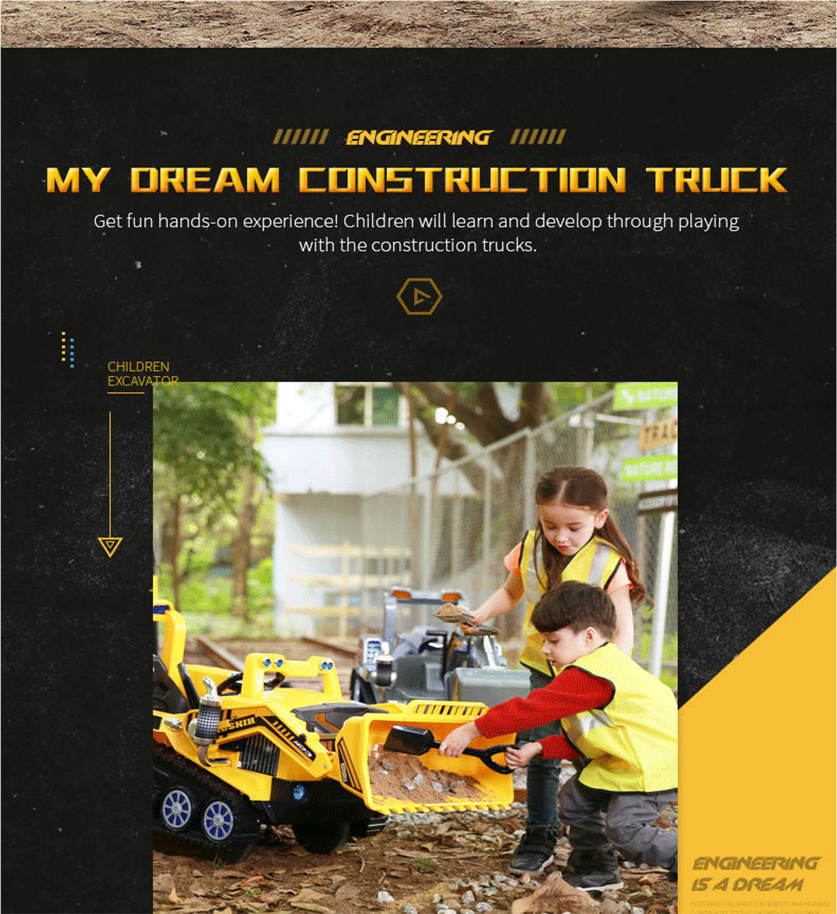 Ride On Kids Excavator Truck