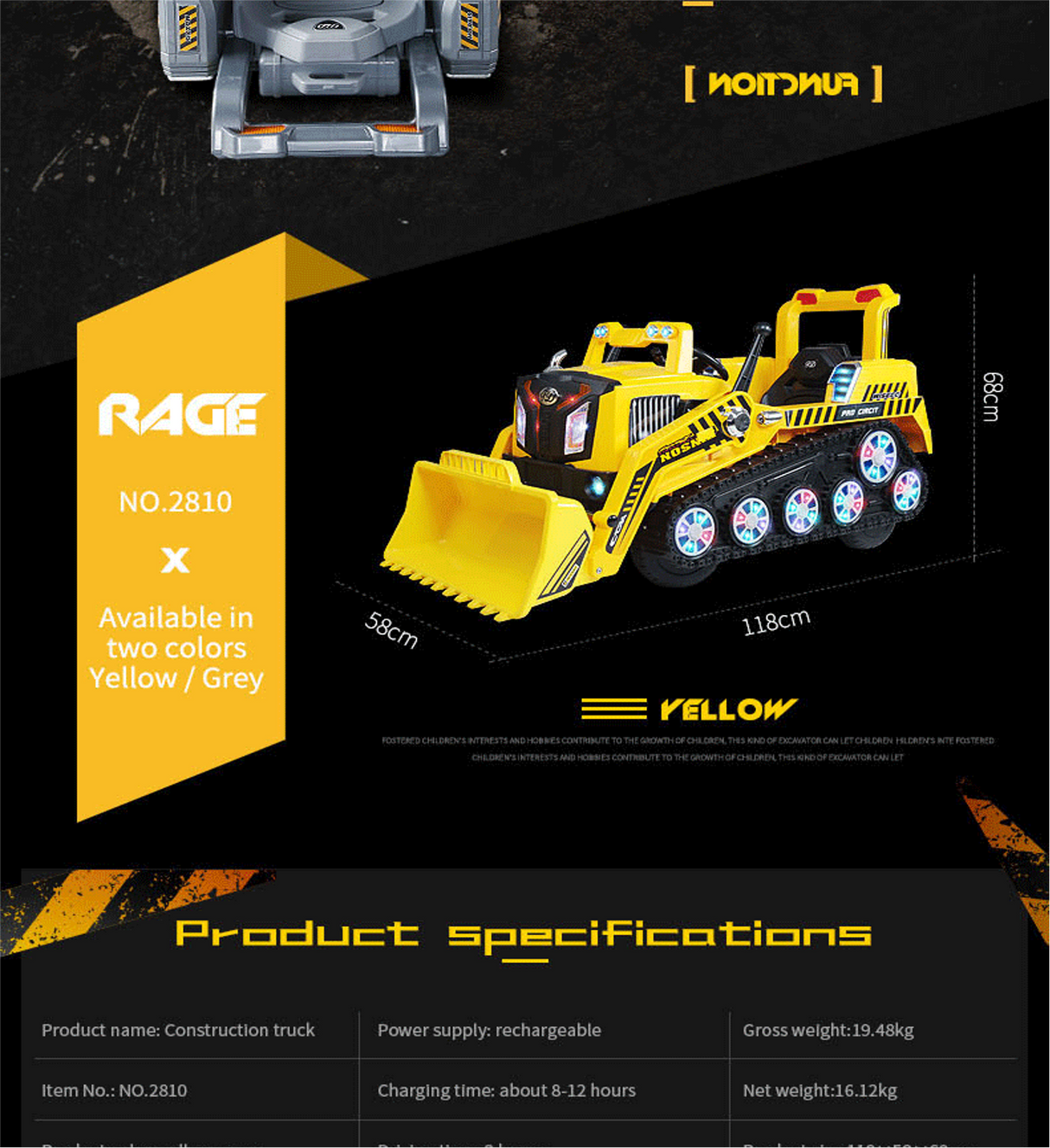 Ride On Kids Excavator Truck