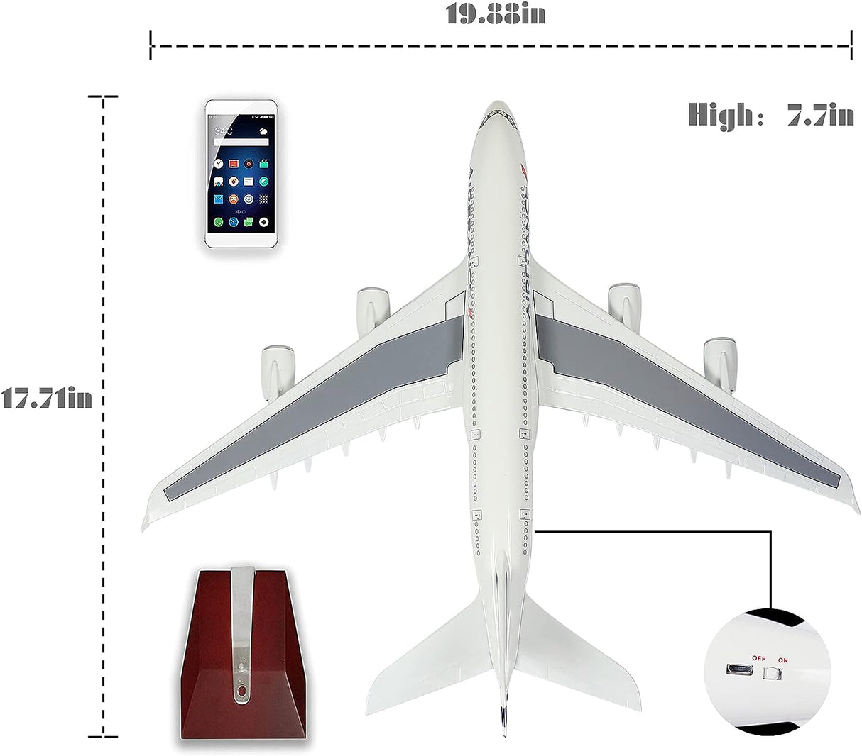 Air France Airbus A380 Airplane models 45.5cm Scale 1:160 With Landing Gear (No Light)