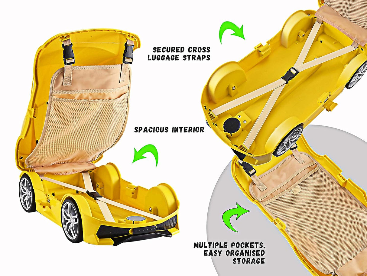 Kids Car Travel Bag with Wheels | Lambo Replica Rolling Suitcases| Kids Suitcase