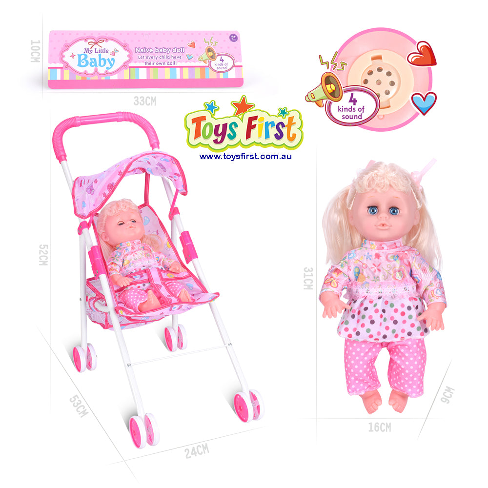 Baby and Pram Doll Set