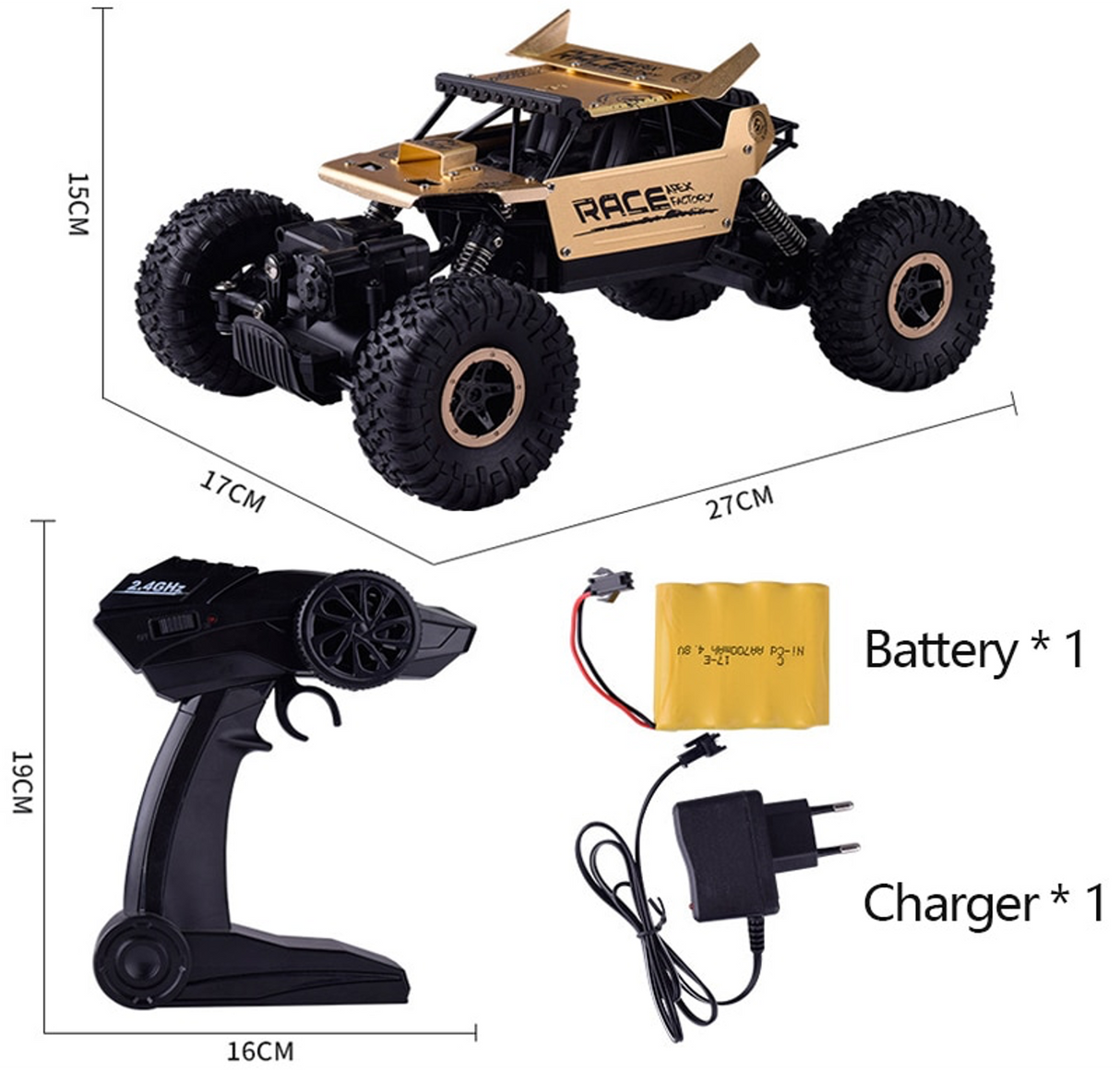 Radio Controlled Machine 4WD RC car 1:18 Remote Control SUV Machin Remote control Dirt Metal Shell Vehicle Toys  Gold Color