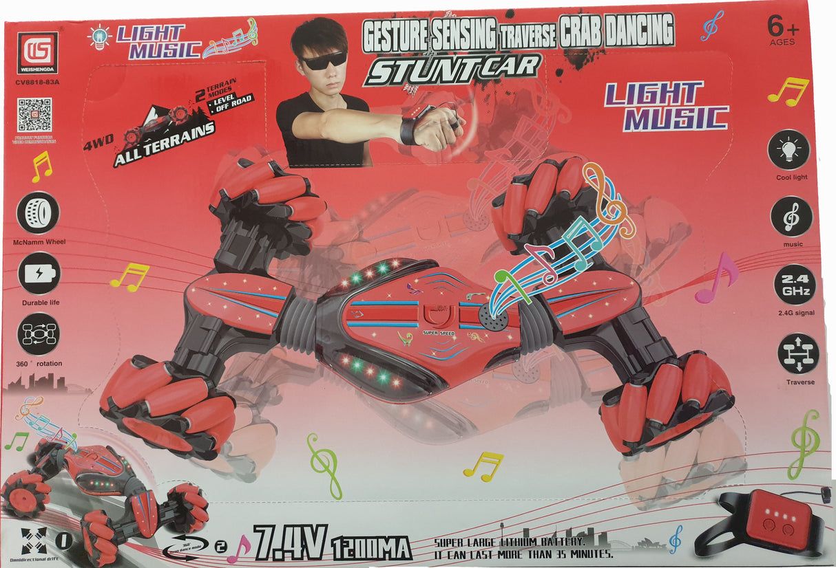 Twister Toy Watch Remote Control Climbing RC Car CV8818-83A 8818-83A Lights Music Gesture Sensing Stunt Remote Control Car