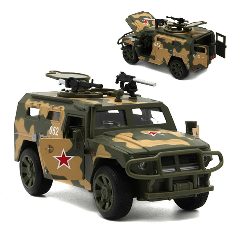 15CM 1/32 Scale Diecast Russian GAZ JMP-2 Tiger Military Model Army Car For Boys As Toys With Functions