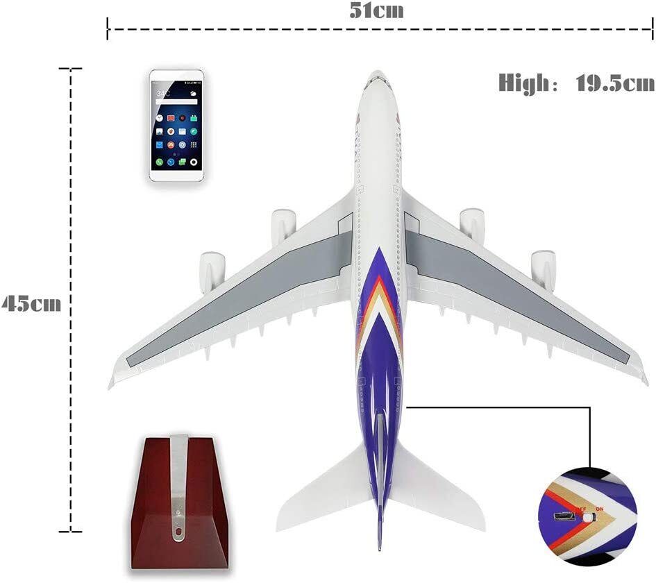 NEW - Airbus A380 THAI AIRWAYS 1/150 LARGE 45CM With Light and Landin gear