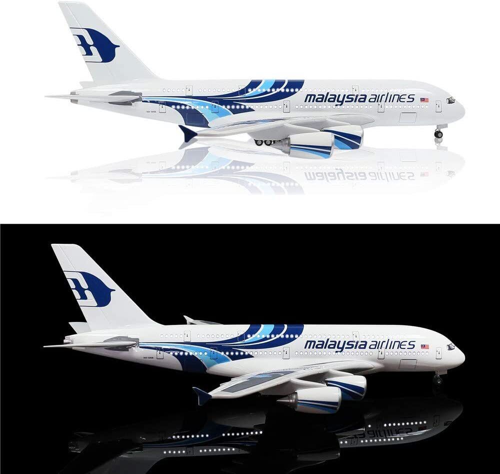 Malaysia AirplaneModels 1/160 Fit for Plastic Resin Aviation Airbus A380 MalaysiaAircraft Model with Lights and Wheels Collection Plane.