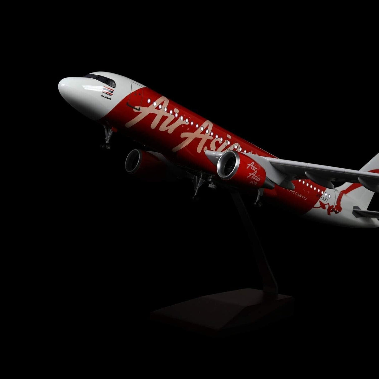 Air Asia A320 Airplane Model 1:80 Scale with LED Light and landing Gear Collection model
