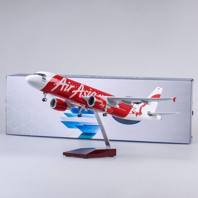 Air Asia A320 Airplane Model 1:80 Scale with LED Light and landing Gear Collection model