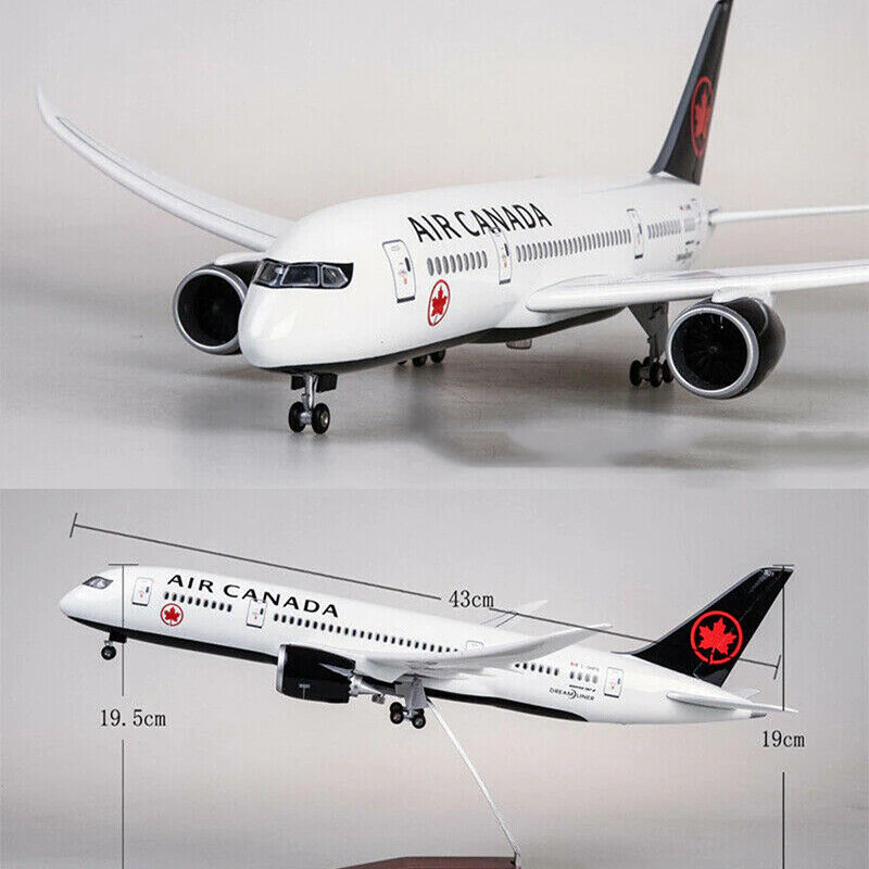 Air Canada Boeing B787 43cm Scale 1/130 Airplane model Collection Model and Gift With Light and Landing Gear