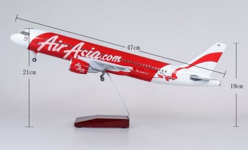 Air Asia A320 Airplane Model 1:80 Scale with LED Light and landing Gear Collection model