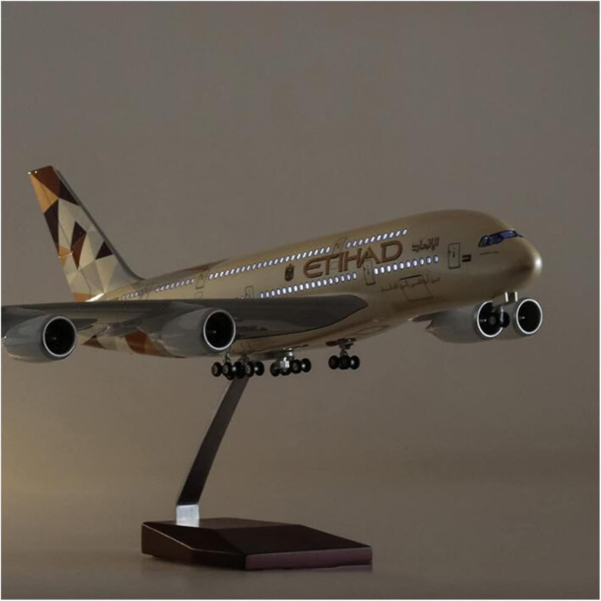 Etihad AirplaneModels 1/160Fit for Plastic Resin Aviation Airbus A380 ETIHAD Aircraft Model with Lights and Wheels Collection Plane.