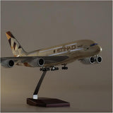 Etihad Airplane Scale Models 1/160 Fit for Plastic Resin Aviation Airbus A380 ETIHAD Aircraft Model with Lights and Wheels Collection Plane