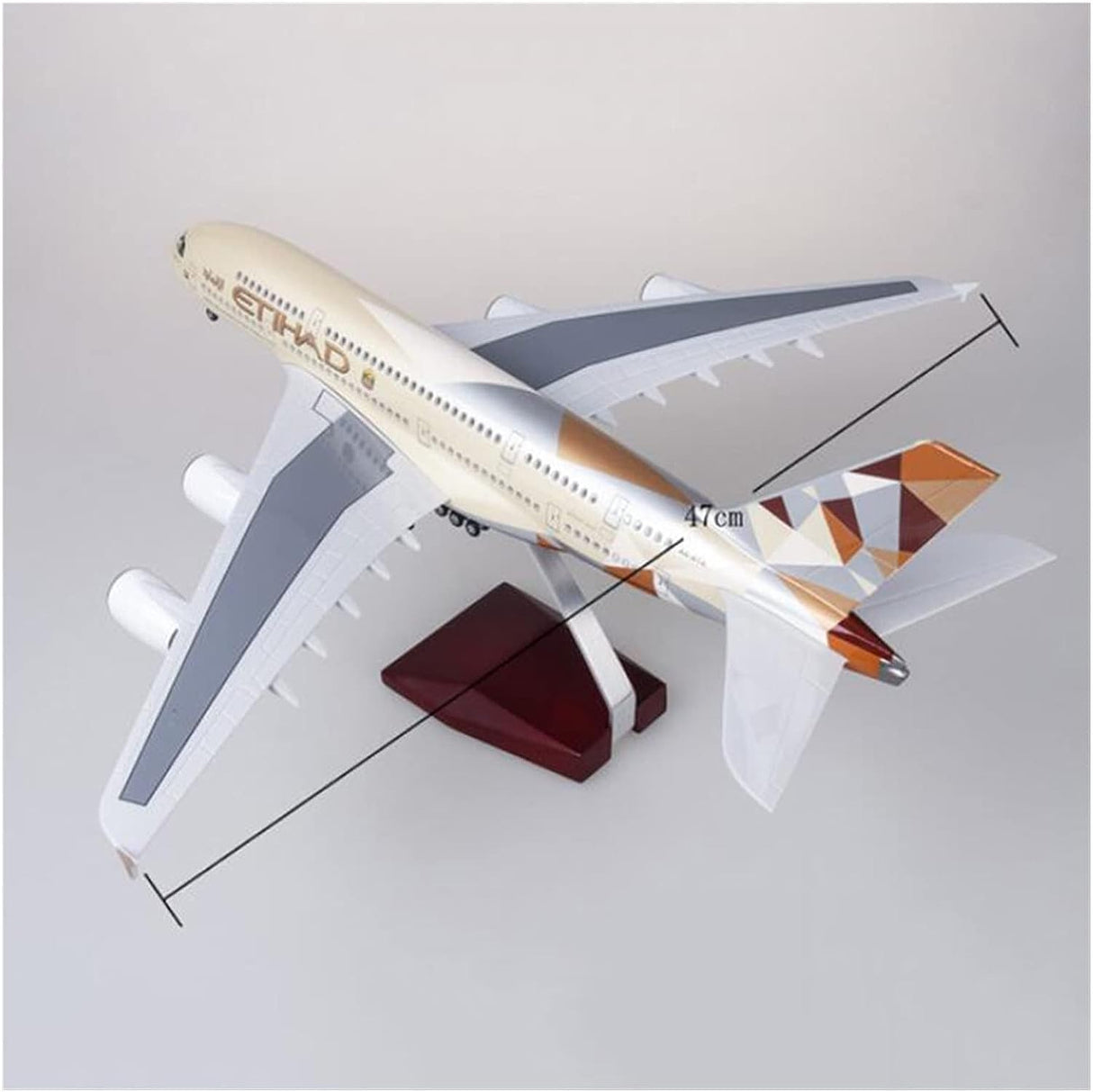 Etihad AirplaneModels 1/160Fit for Plastic Resin Aviation Airbus A380 ETIHAD Aircraft Model with Lights and Wheels Collection Plane.