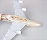 Etihad AirplaneModels 1/160Fit for Plastic Resin Aviation Airbus A380 ETIHAD Aircraft Model with Lights and Wheels Collection Plane.