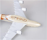 Etihad Airplane Scale Models 1/160 Fit for Plastic Resin Aviation Airbus A380 ETIHAD Aircraft Model with Lights and Wheels Collection Plane