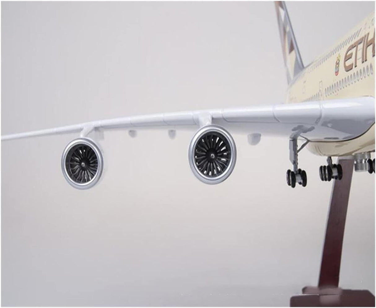 Etihad AirplaneModels 1/160Fit for Plastic Resin Aviation Airbus A380 ETIHAD Aircraft Model with Lights and Wheels Collection Plane.