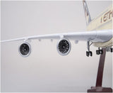 Etihad Airplane Scale Models 1/160 Fit for Plastic Resin Aviation Airbus A380 ETIHAD Aircraft Model with Lights and Wheels Collection Plane