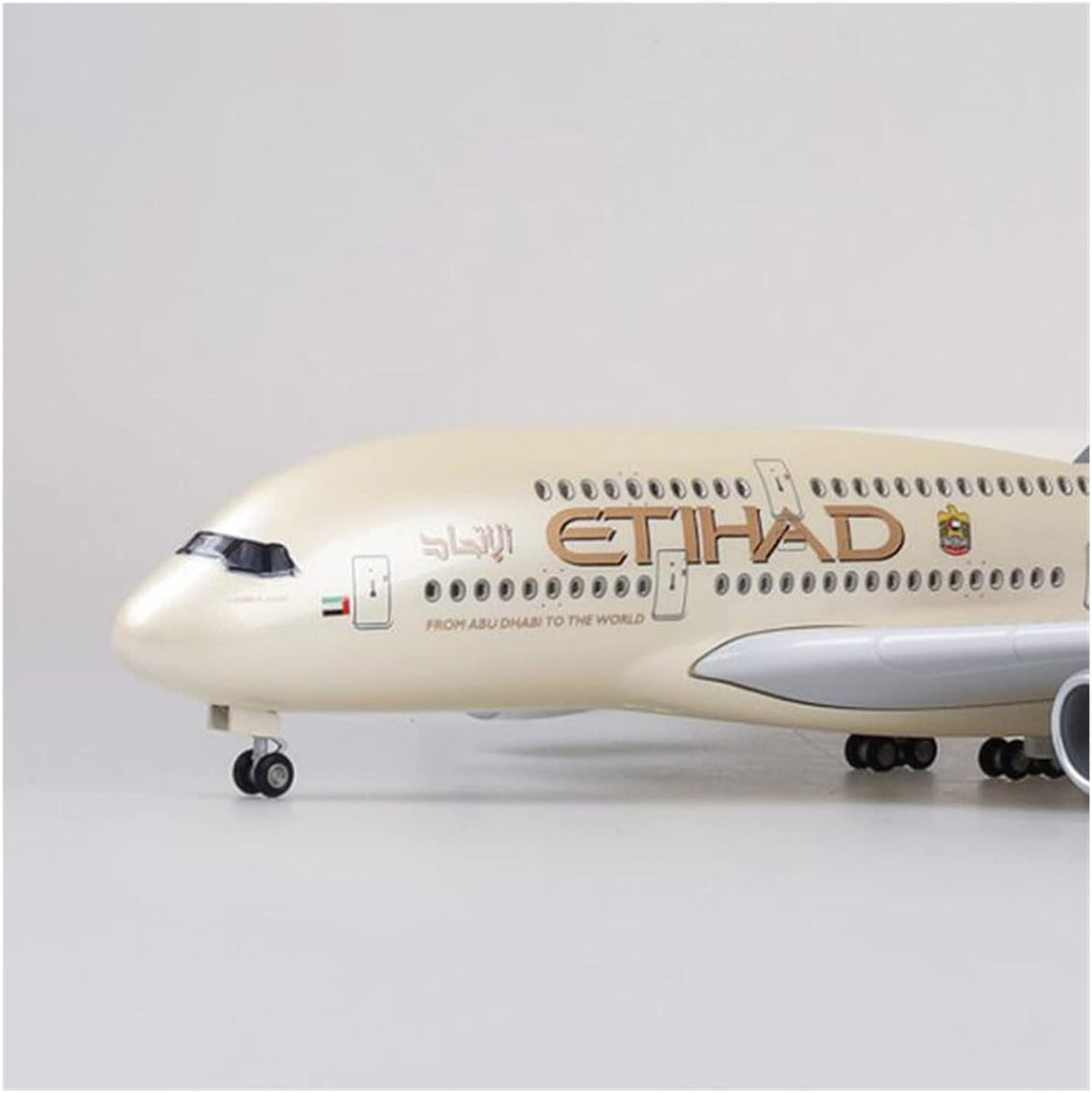 Etihad Airplane Scale Models 1/160 Fit for Plastic Resin Aviation Airbus A380 ETIHAD Aircraft Model with Lights and Wheels Collection Plane