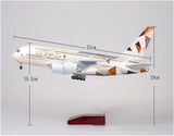 Etihad Airplane Scale Models 1/160 Fit for Plastic Resin Aviation Airbus A380 ETIHAD Aircraft Model with Lights and Wheels Collection Plane