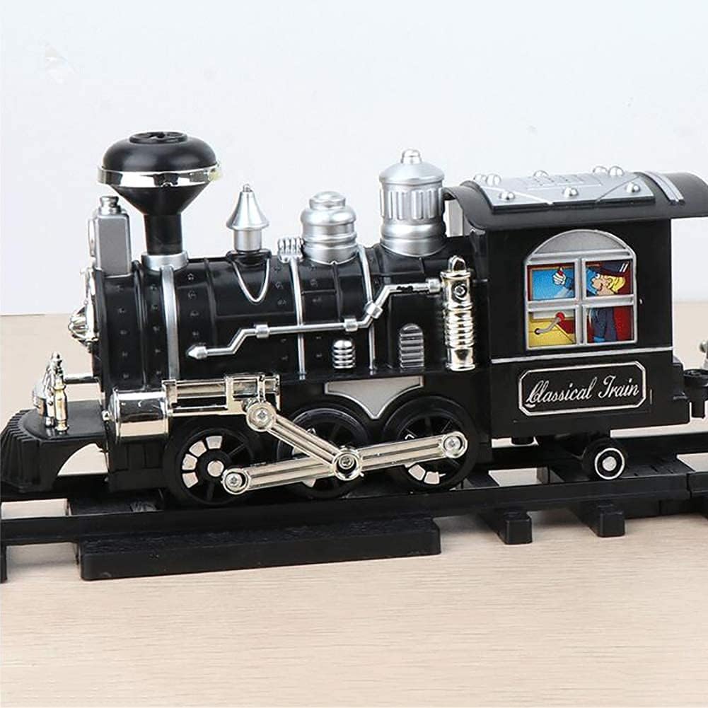 Classic Train Set with Real Smoke - Authentic Lights, and Sounds Electric Steam Train with Locomotive Engine for Kids Adults, Battery Powered Model Train Set