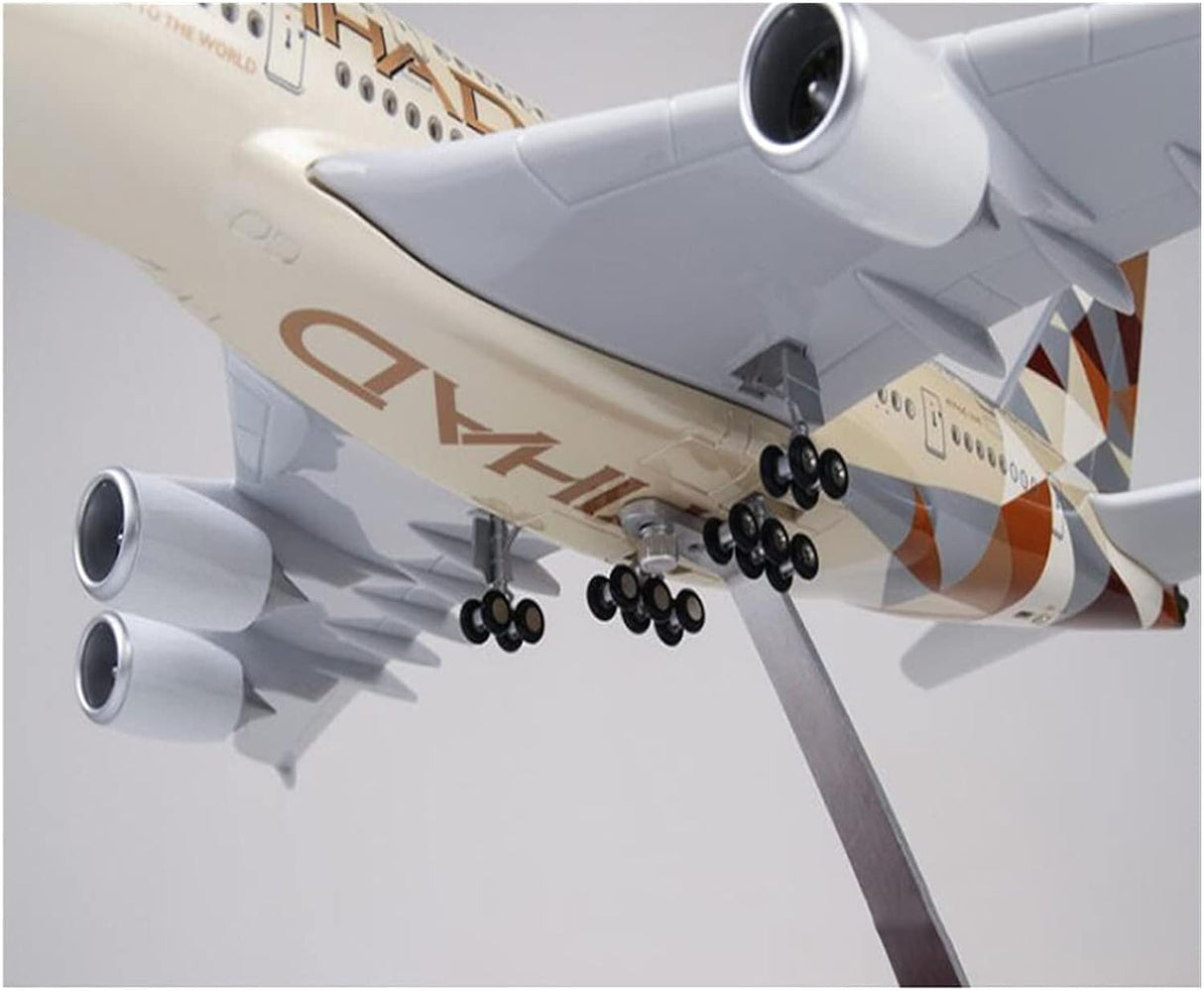 Etihad AirplaneModels 1/160Fit for Plastic Resin Aviation Airbus A380 ETIHAD Aircraft Model with Lights and Wheels Collection Plane.