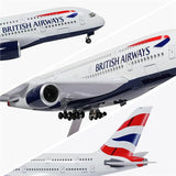 British Airways A380 Airplane Models 45cm Schale 1:160 with landing gear plastic Risen Collectioin Model