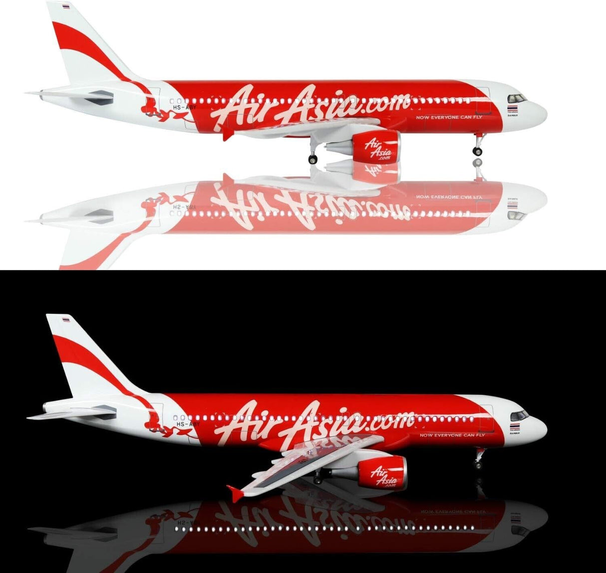 Air Asia A320 Airplane Model 1:80 Scale with LED Light and landing Gear Collection model