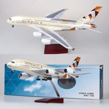 Etihad AirplaneModels 1/160Fit for Plastic Resin Aviation Airbus A380 ETIHAD Aircraft Model with Lights and Wheels Collection Plane.