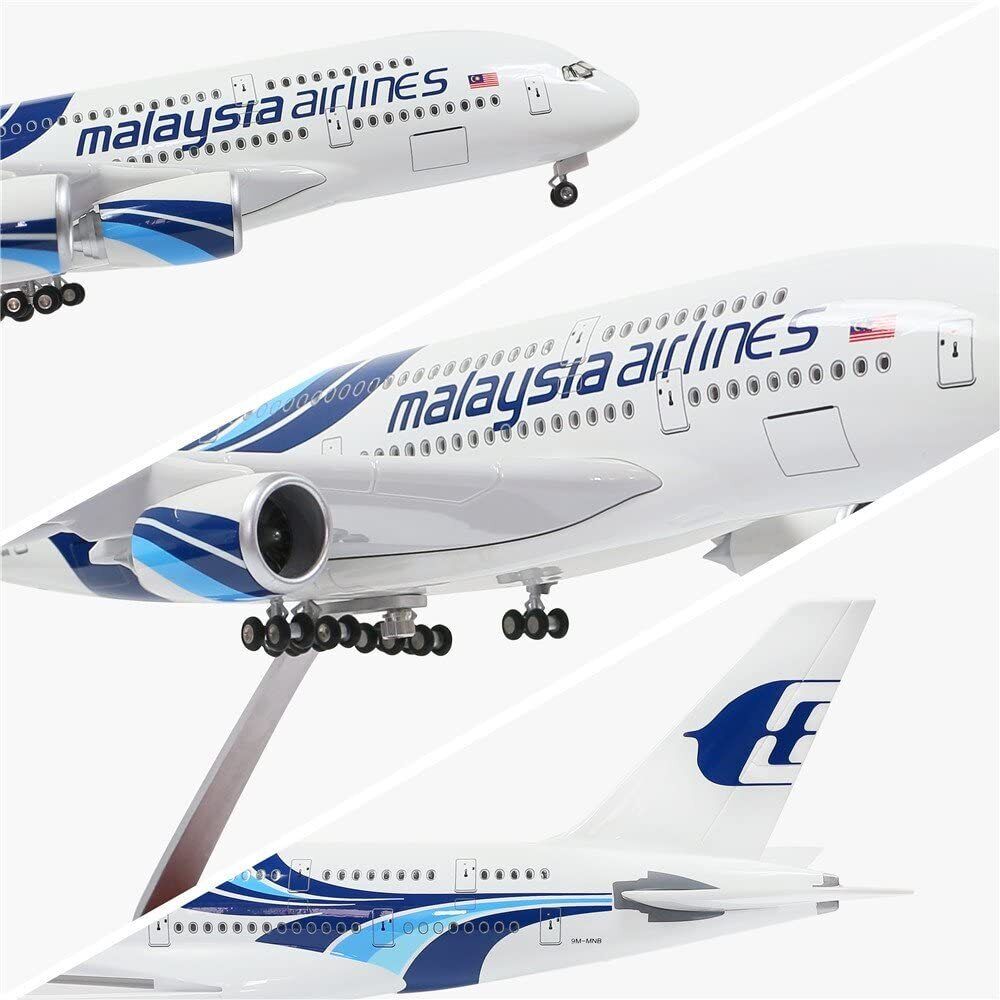 Malaysia AirplaneModels 1/160 Fit for Plastic Resin Aviation Airbus A380 MalaysiaAircraft Model with Lights and Wheels Collection Plane.