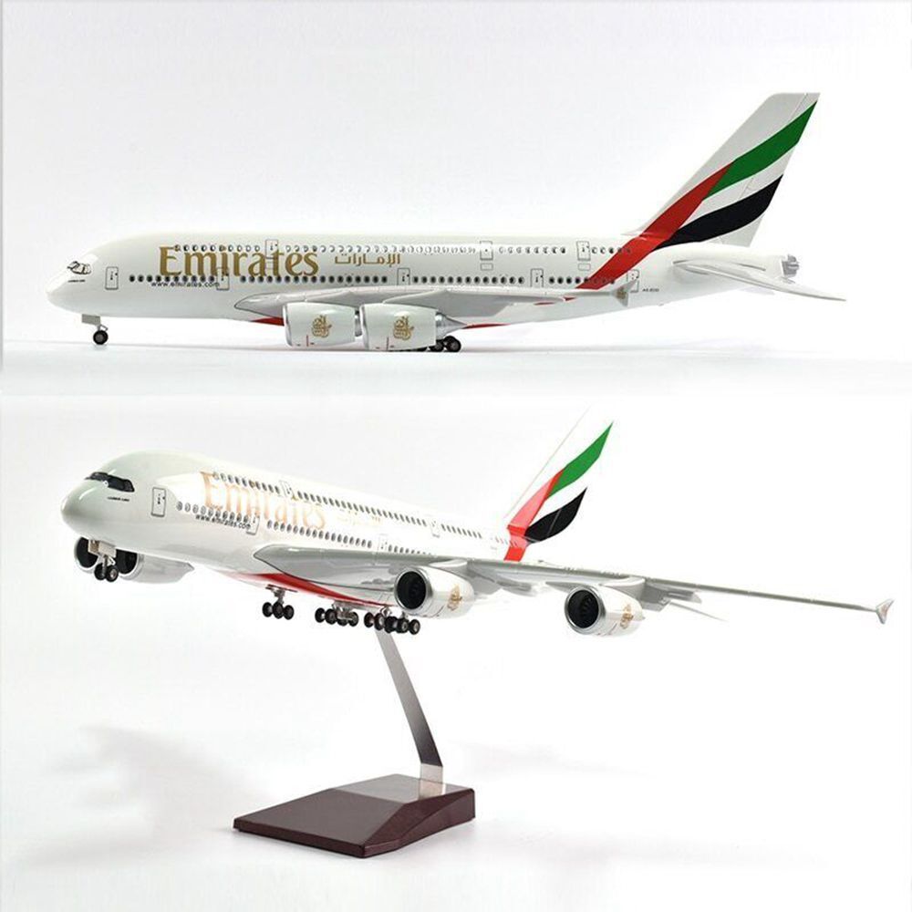 1:160 Emirates Airliene A380 Plane Model & Wheel Aircraft Model 45cm Collection Models no Light.